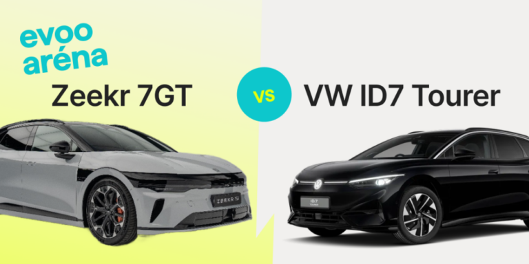 EVOO Aréna. Souboj modelů Zeekr 7GT a VW ID7 Tourer.
