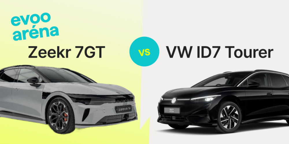 EVOO Aréna. Souboj modelů Zeekr 7GT a VW ID7 Tourer.