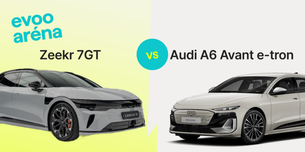 EVOO Aréna. Souboj modelů Zeekr 7GT Privilege a Audi S6 Avant e-tron.