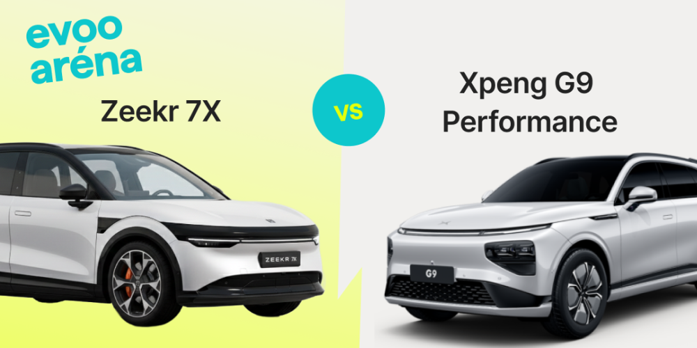 EVOO Aréna. Souboj modelů Zeekr 7X Privilege a Xpeng G9 Performance.